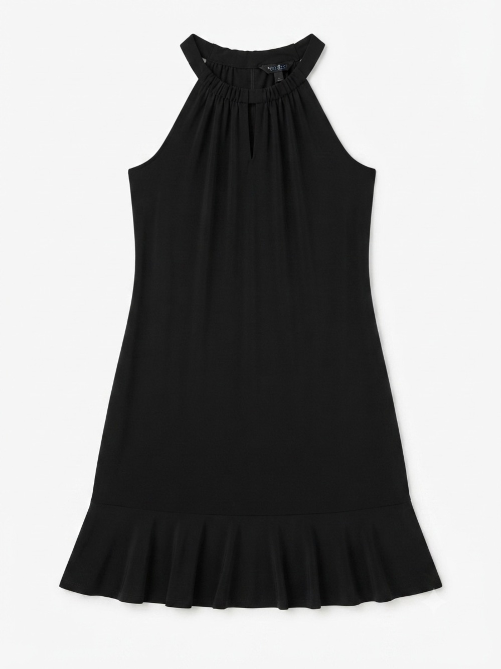 White House Black Market Black Halter Ruffle Hem Dress Size M Chic Classy Night